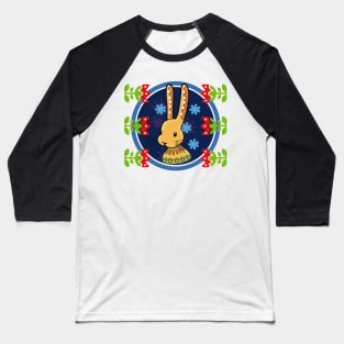 Rabbit Traditional Folk Pattern Baseball T-Shirt